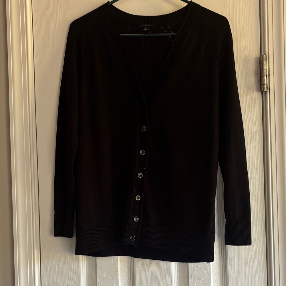 Talbots Classic V Neck  Black Cardigan Sweater